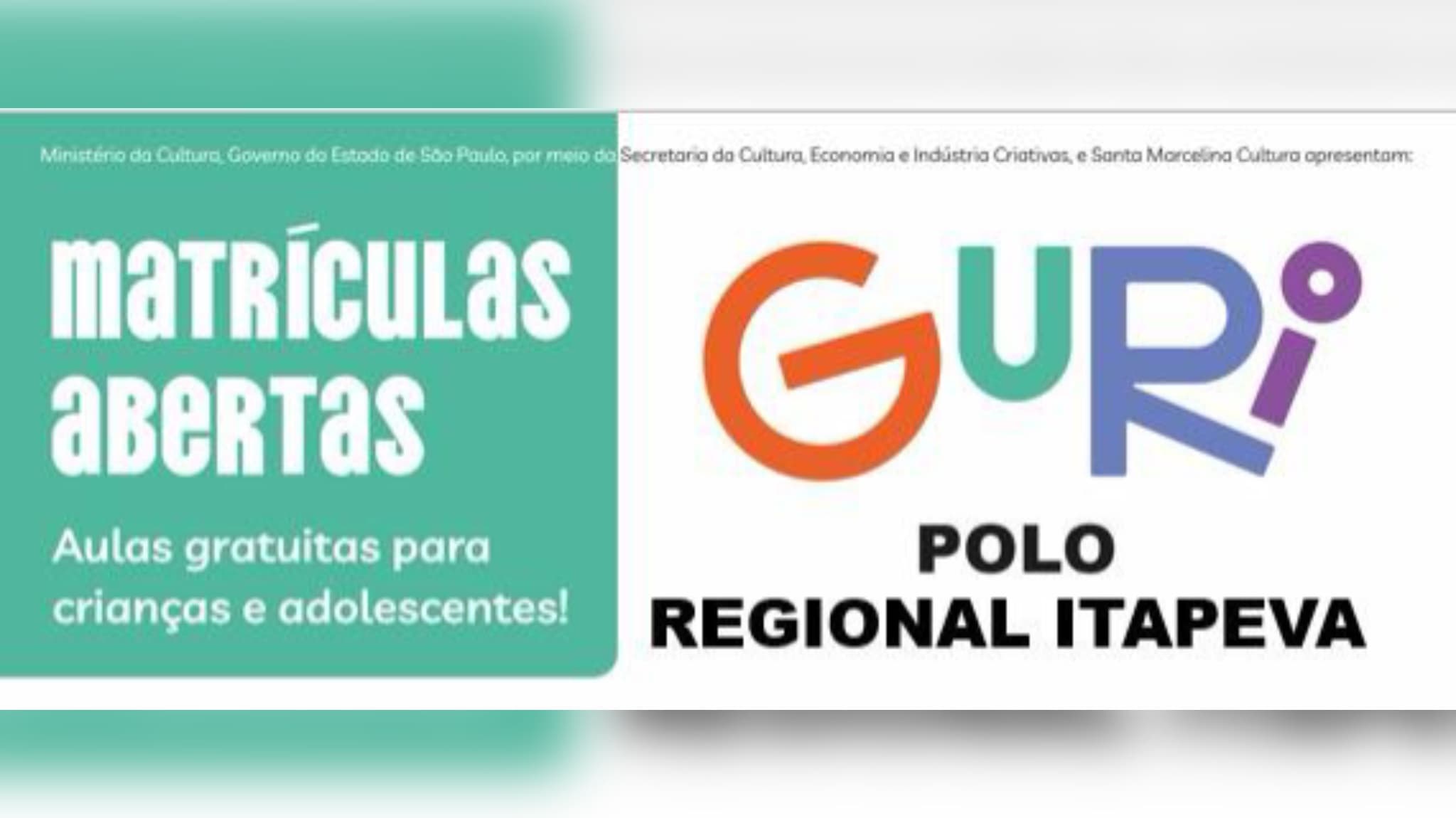 Matrículas abertas no Projeto Guri de Itapeva/SP